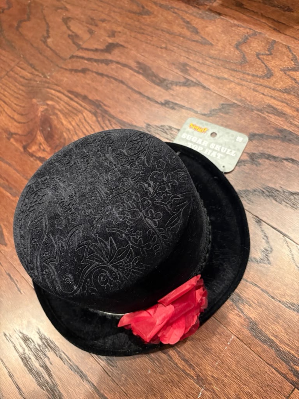 Black Velvet Floral Pillbox Hat with Red Accent - Women Accessories